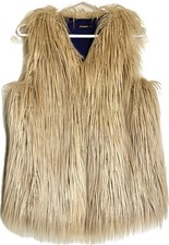 J. McLaughlin Shaggy Faux Fur Vest Tan Tawny Small