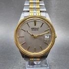 Seiko Watch Men 35mm Silver Dial Two Tone Date Round 7n42-8a39 New Battery