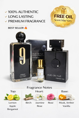 Afnan 9PM + Armaf Club De Nuit Intense Men 2PC Bundle 100ml Each + Free Oil