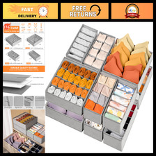 12 Pack Sock Underwear Drawer Organizer Dividers - 116 Cells Fabric Storage Bins