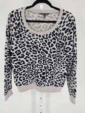 Victorias Secret Womens Sz M Sweatshirt Leopard Print Gray Black