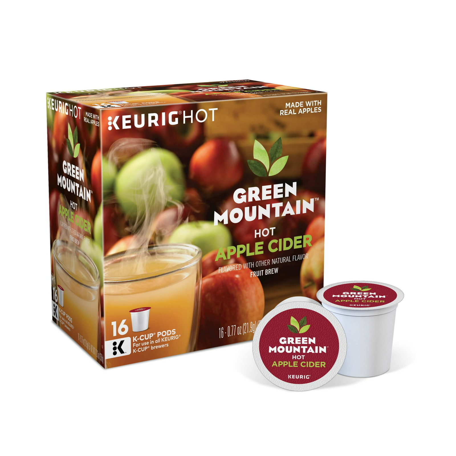 Green Mountain Naturals Hot Apple Cider KCup Pods, 32 Count for Keurig