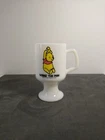 Vintage Winnie The Pooh 5 1/1" Milk Glass Pedestal Mug Walt Disney