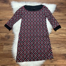 East 5th Women’s Black/Red Chain Print Sheath Casual Dress M EUC