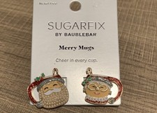 NWT Sugarfix Baublebar Earrings Merry Mugs Santa Mrs Claus Hot Chocolate Cocoa