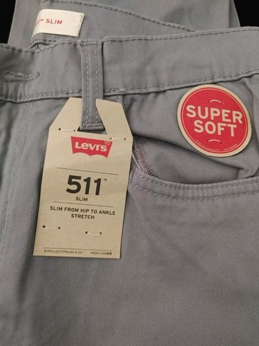 New Levi's 511 Slim Boys pants Gray size 16Reg W28 L28 NWT Super Soft - Picture 4 of 4