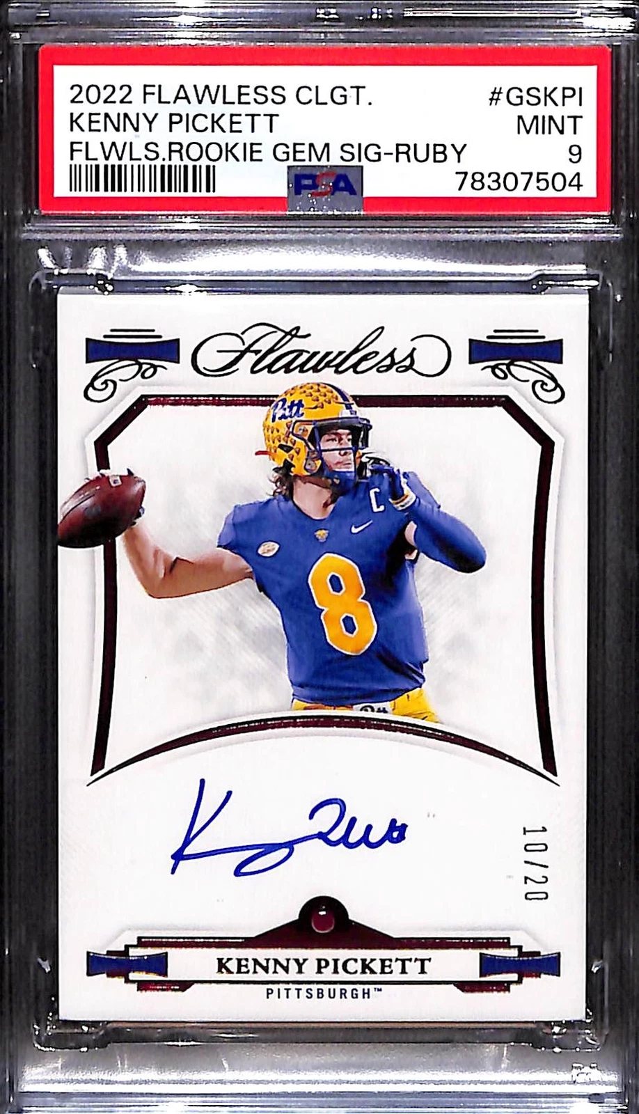 Kenny Pickett Panini Flawless Collegiate Flawless Rookie Gem Signatures #GSKPI Ruby