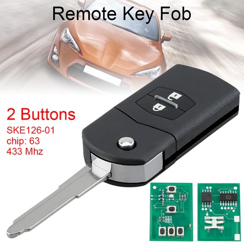 Fit for MAZDA FCCID: SKE126-01 Remote Car Key Fob 433MHz ID63 Chip 2 Buttons - Picture 1 of 11