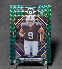 Tyree Wilson Green Prizm Holo Rookie RC 2023 Mosaic Card #372 Las Vegas Raiders. rookie card picture