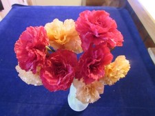 Vtg Millinery Flower Collection Peachy Pink Red Carnation 2 1/2" Blooms H5135