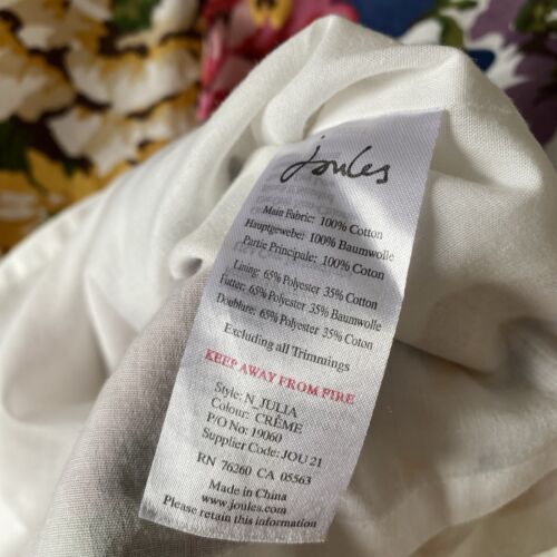 JOULES 100% Cotton Floral Creme Multicolour Floral V Neck Knee Length Dress UK10 - Picture 3 of 7
