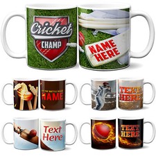 Personalised Cricket Mug Boys Sport Cup Birthday Fathers Day Custom Text Gift