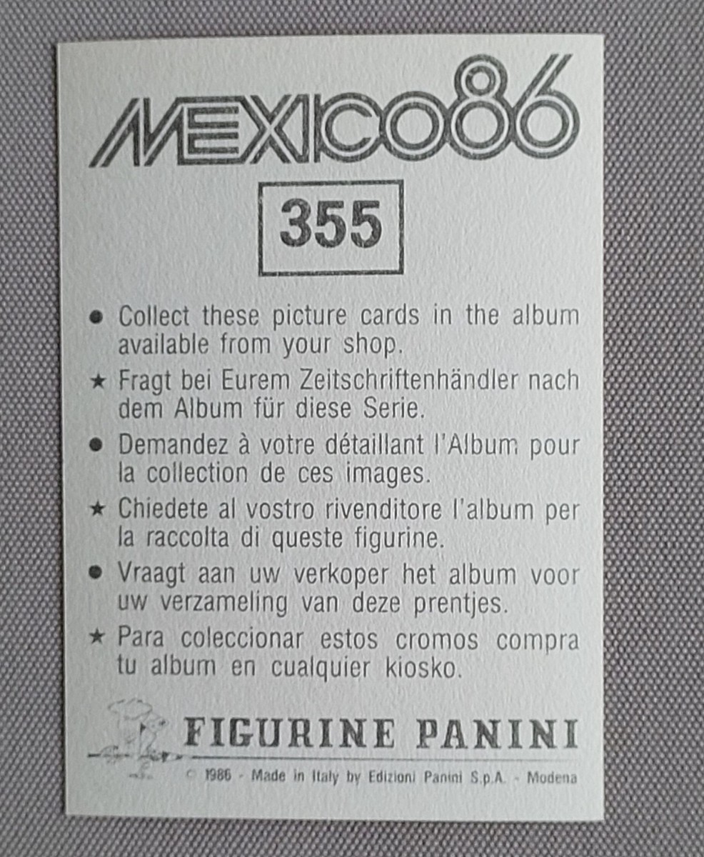 Panini World Cup Mexico 86 – Vignette N°355 Jens Bertelsen – Collection L37
