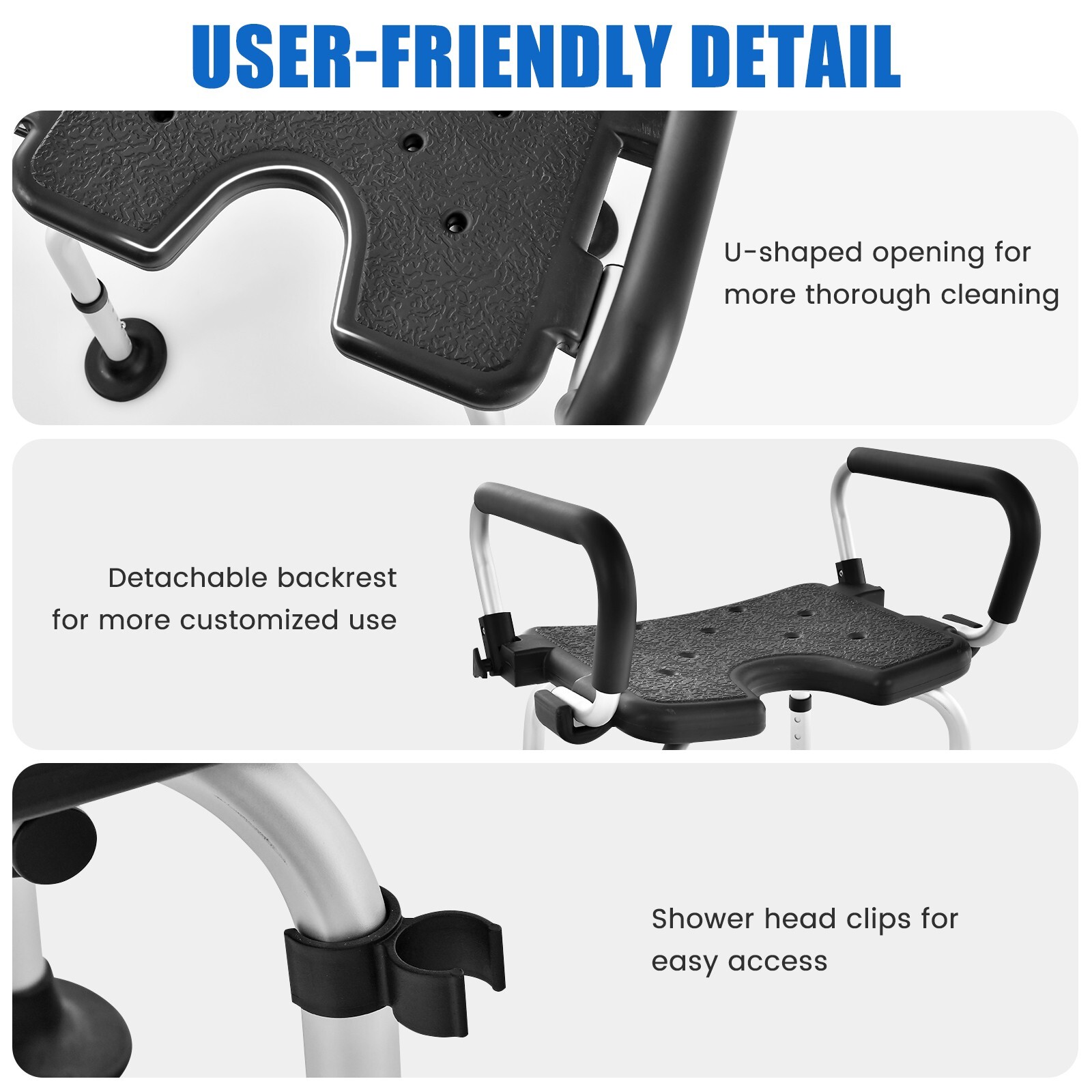 Height Adjustable Padded Tub Bath Seat Disability Shower Chair Stool W