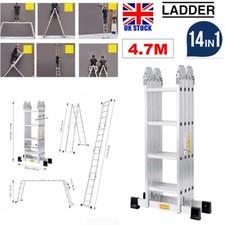 15.4FT 14 IN 1 Combination Aluminium Folding Ladder Multi Purpose Platform Steps