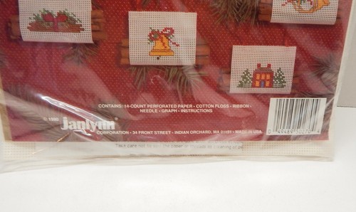 Kit de punto de cruz de Navidad Janlynn 50-270 conjunto de adornos de portador de troncos de vacaciones 1990 - Imagen 2 de 7