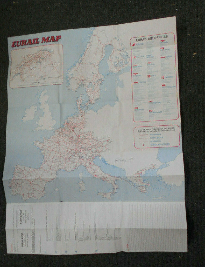Thomas Cook Rail Map of Europe 1979-80 I worked on international