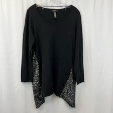 Style  Co Womens Tunic Sweater Multicolor Black Marled Long Sleeve Scoop Neck M