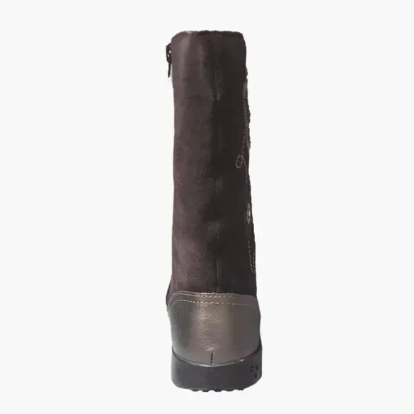 NUEVO Pediped Niño Paula Bronce y Chocolate Marrón Bordado Alto Cremallera Bota Foto 4 de 4