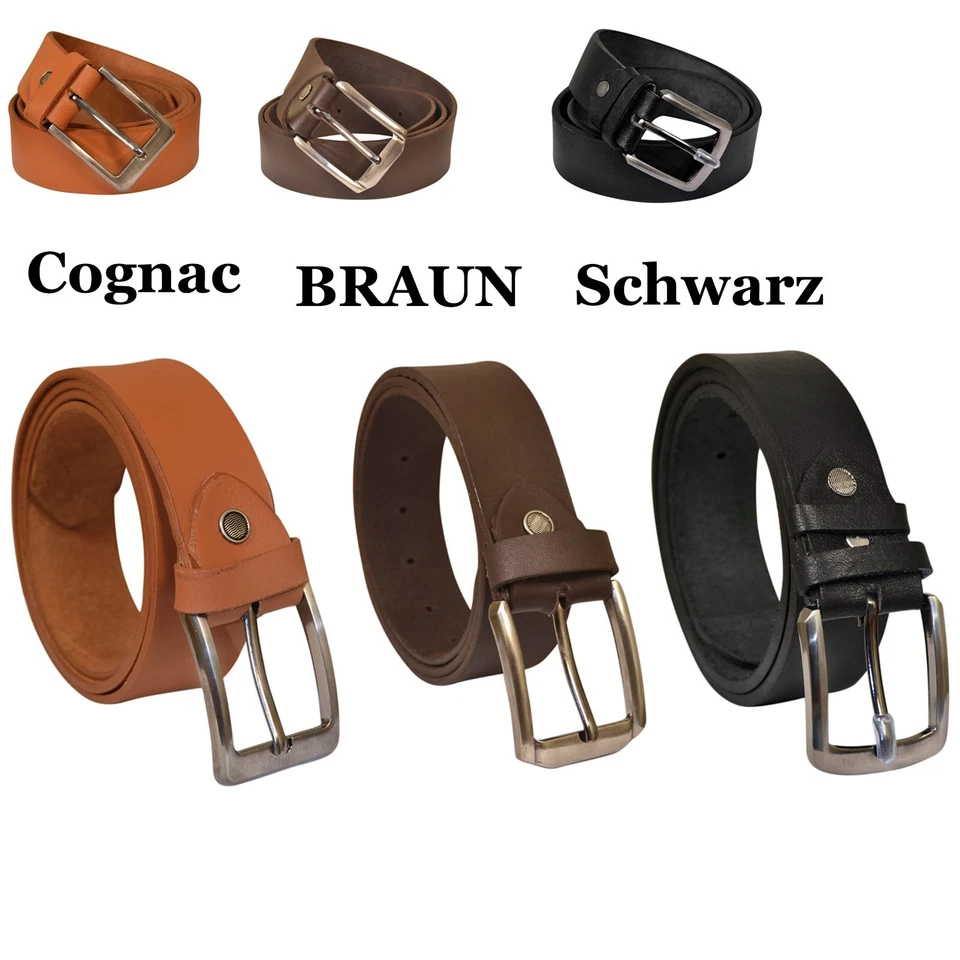 SLITE TECH Echt Leder Jeans-Gürtel Herren Damen 3,5 cm 4 cm Schwarz Braun mit (Belt)