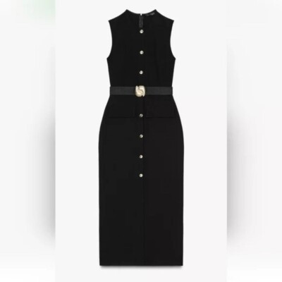 ZARA BELTED CREPE MIDI DRESS | eBay