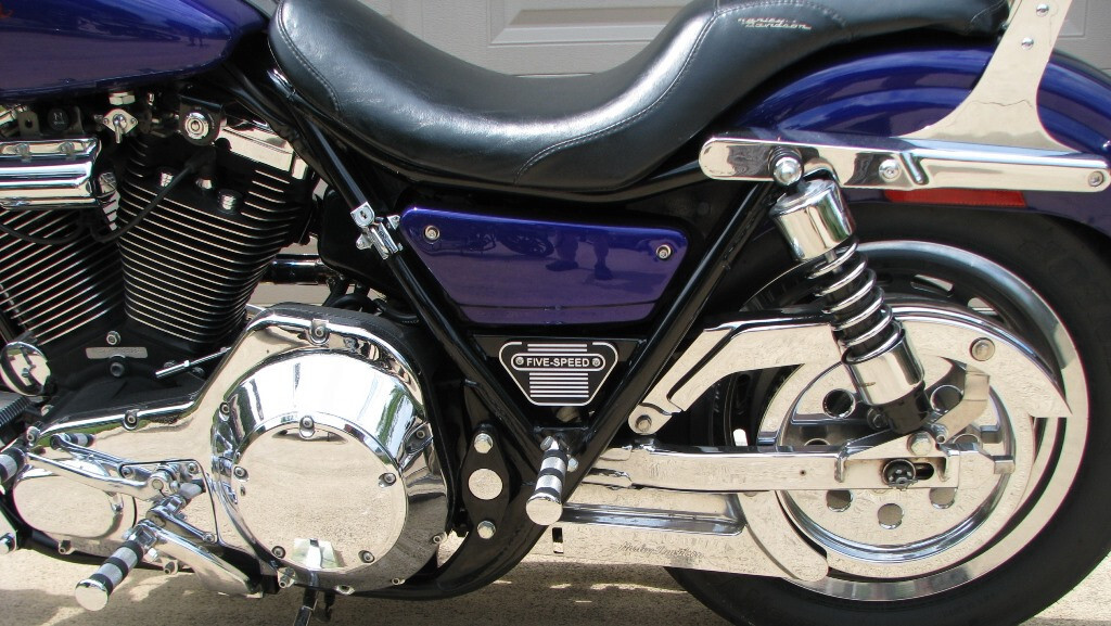 HARLEY FXR FIVE SPEED SIDE FRAME COVER BADGE PLATE STAINLESS
