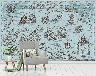 3D Nautical Map G6363 Wallpaper Wall Murals Removable Self-adhesive Erin