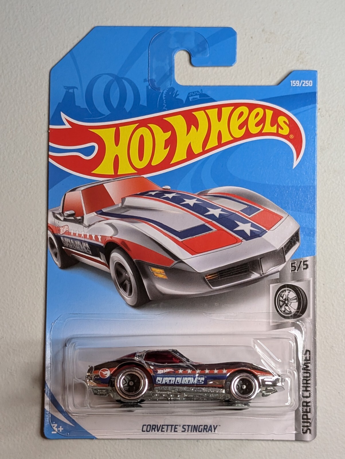 2019 Hot Wheels Treasure Hunt Corvette Stingray 159/250. Super Chromes 5/5