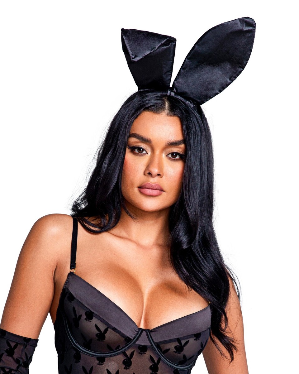 Black bunny satin headband ears playboy playmate Playboy Women main image 3