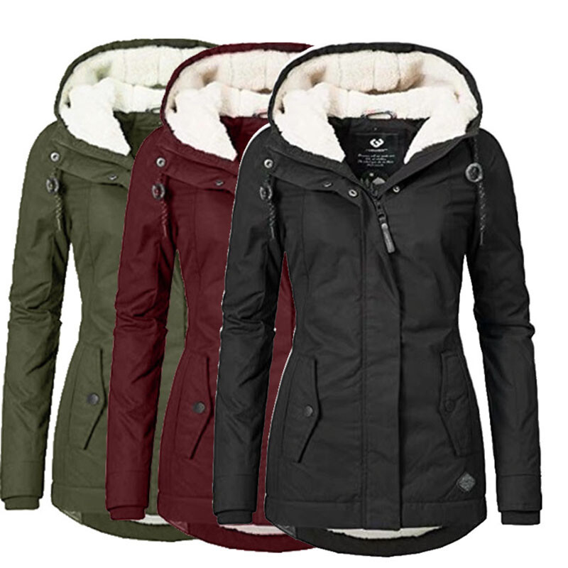 Mujer Forro Polar Abrigo Invierno Cálido Chaqueta Guateada Exterior Capucha "