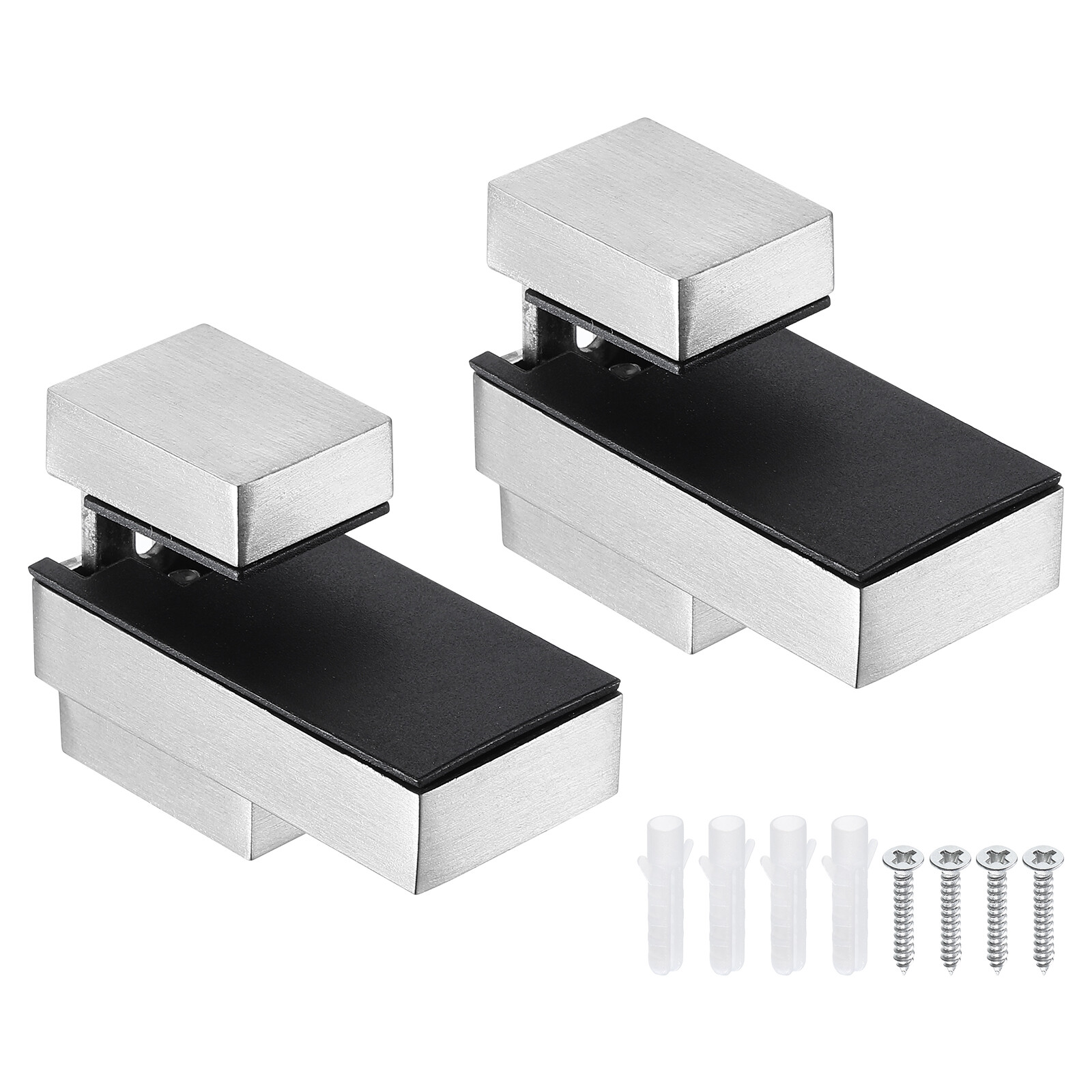 2-Pack Brushed Nickel Glass Shelf Brackets for 0.31-0.71 Inch Thick Glass
