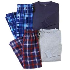 4-Pc. Medium 32/34 Navy/Gray Thermal and Fleece Pajama Set