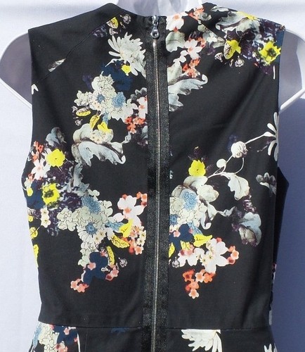 ERDEM Darice Midnight Navy Floral Twill Sleeveless V Neck Back Zip Dress 6 IT 42 - Bild 8 von 12