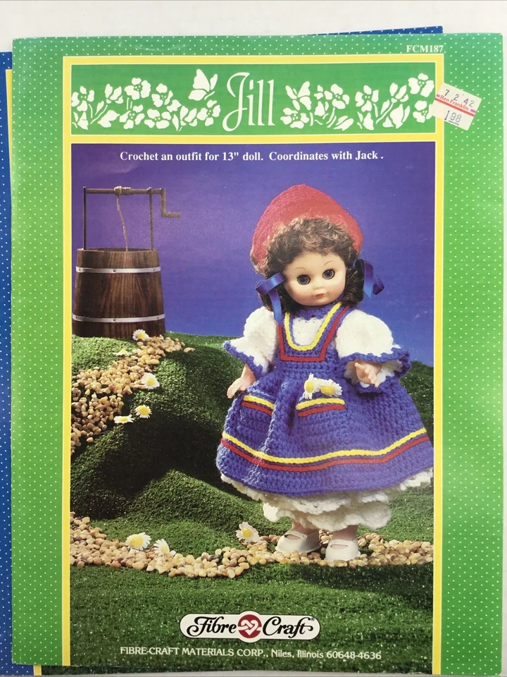 Crochet Pattern Leaflets Fibre Craft 1988 Jack & Jill Doll Clothes Granny Core - Image 4 of 4