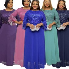 African Dashiki Women Chiffon Maxi Dress Kaftan Dress Robe Party Gown Evening