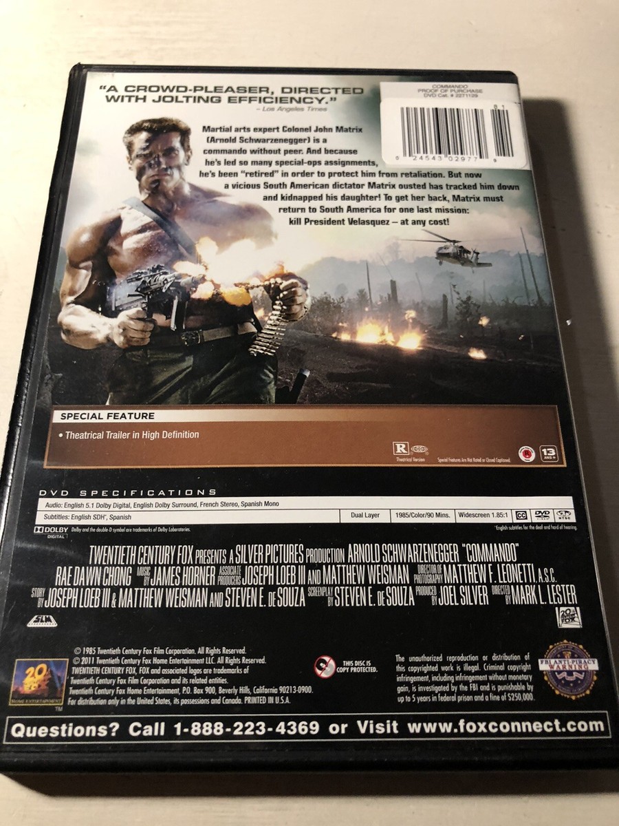 Commando (1985) DVD Arnold Schwarzenegger Action Adventure