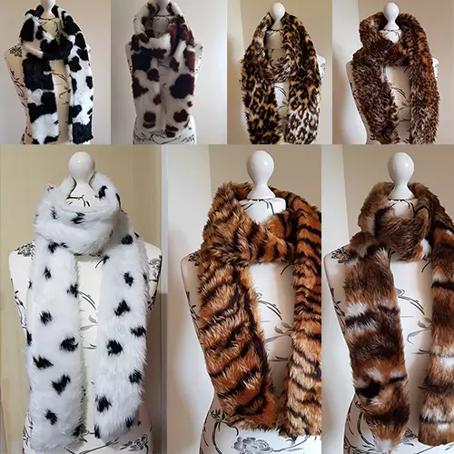 Animal Faux Fur Thick Fluffy Warm Winter Collar Scarf Leopard Dalmatian