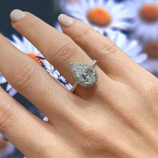 Engagement Platinum Diamond Ring  Lab Created Pear Cut   4 Carat IGI PT950