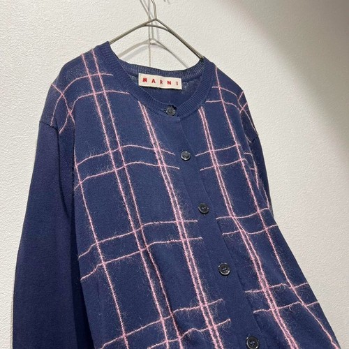 MARNI Mohair wool check design cardigan - Picture 9 of 11