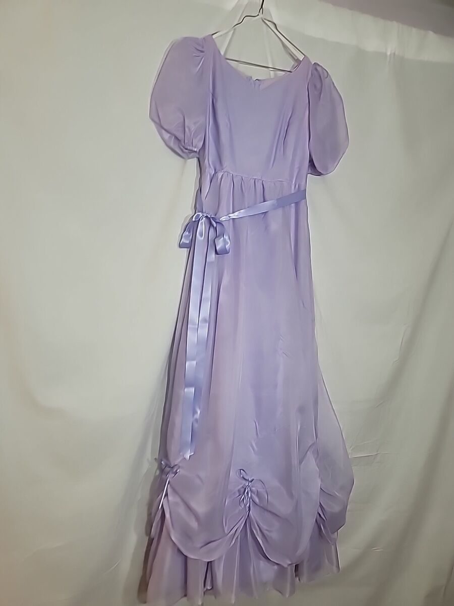 Vintage 1970s Pink Puff Sleeved Dress with Ribbons and Ruffles Vintage 1970s Pink Puff Sleeved Dress with Ribbons and Ruffles