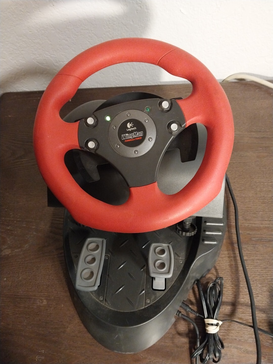Logitech Wingman Formula Force Steering Wheel Feet Peddles Working. With Cords.