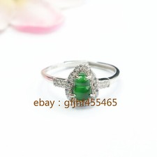 Certificate Natural A grade jadeite Ring Green Gourd ring with diamond S925