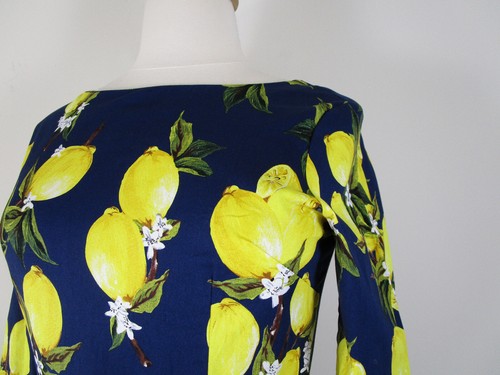 Artter Womens Plus Size Retro Lemon Belted A-Line Fit Flare Midi Dress Size L - Picture 4 of 8