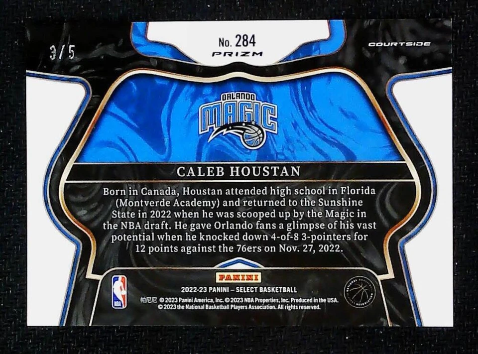 2022-23 Panini Select Green Disco Prizm #284 Caleb Houstan Courtside RC 3/5 - Image 2 of 2
