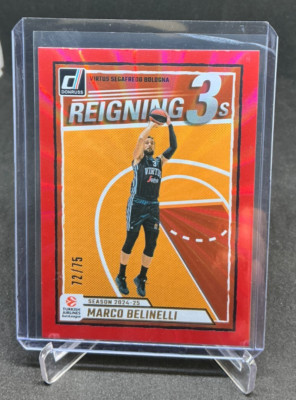 2024/25 Donruss Basketball Euroleague Reigning 3's MARCO BELINELLI RED 72/75 #7