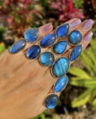 Gift Multi Labradorite Gemstone 925 Sterling Silver Plated Wholesale Lot Rings