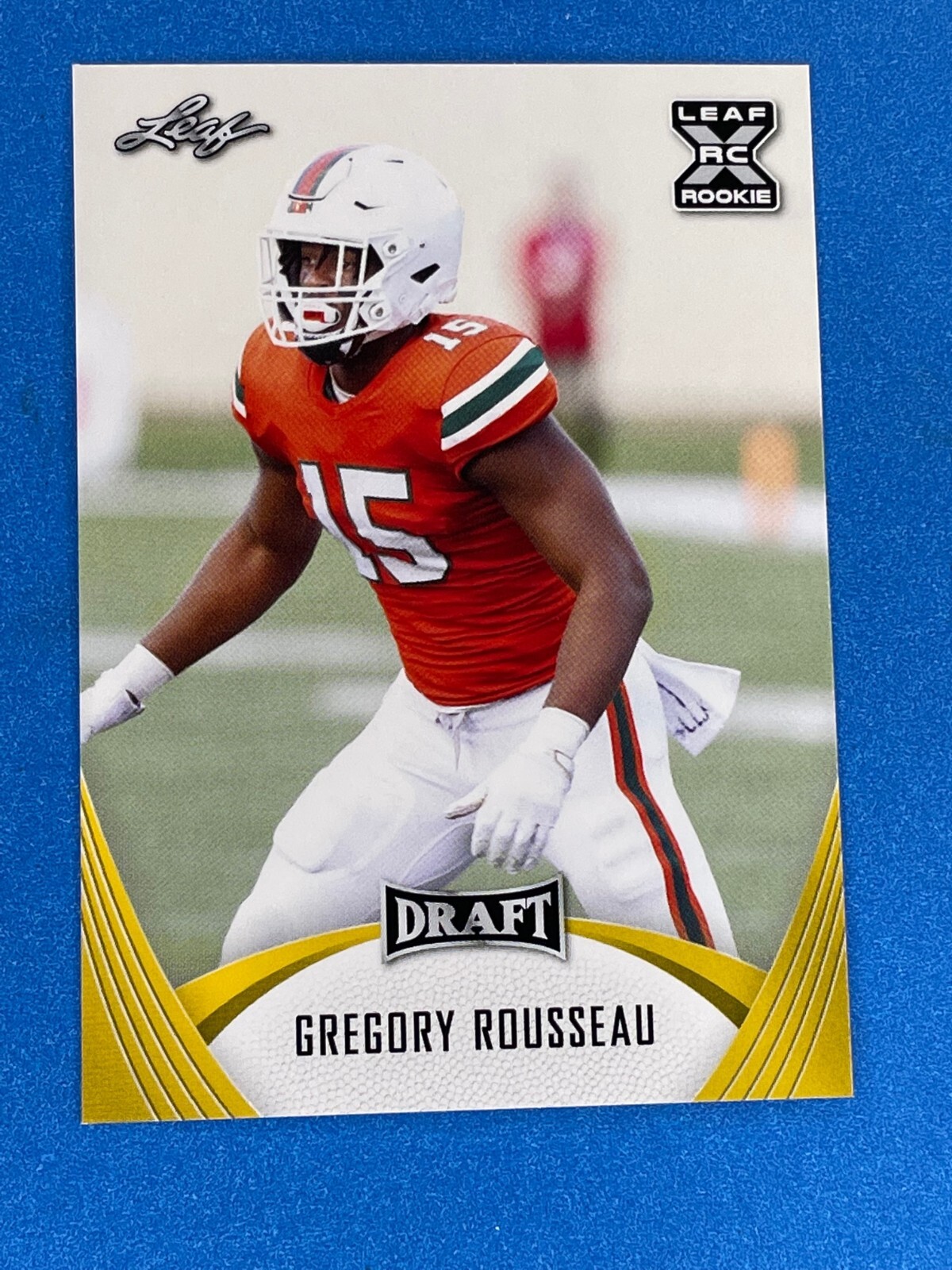Gregory Rousseau 2021 Leaf Draft Rookie RC XRC #39 Gold Parallel. Buffalo Bills