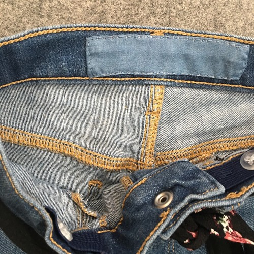 Mom and Pop's Kids Girls Sz 8 Jeans Blue Floral Flare High Rise Denim Adjustable - Picture 8 of 14