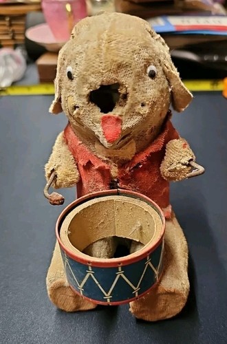 WIND-UP ELEPHANT DRUMMING JAPAN 1960's BROWN & RED VINTAGE