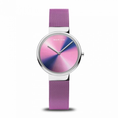 NEW Bering Damenuhr 19031-909 Classic Silber Lila Damen Uhr Armbanduhr 